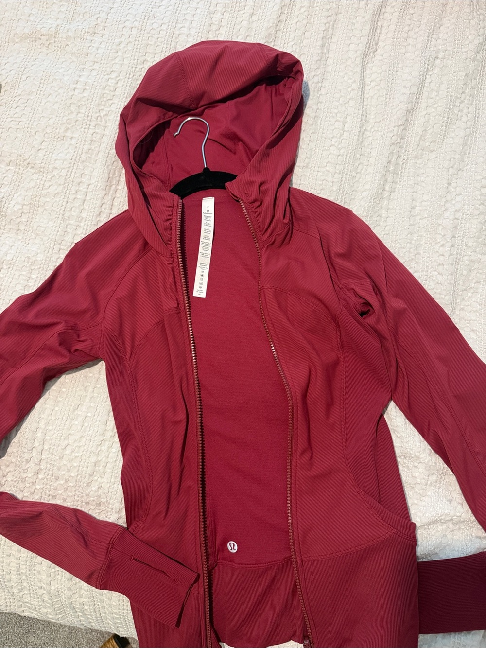 lululemon athletica Hooded Zip Bomber Jacket in Berry